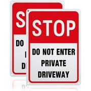 2 Pack Do Not Enter Private Driveway Stop Warning Sign 7x10 inches 40 Mil Aluminum Security Warning Signs for Home or Garage Reflective UV Protected and Waterproof